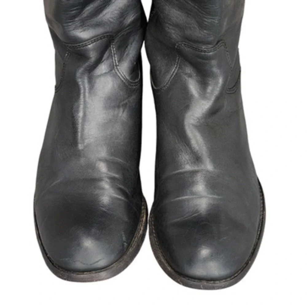 Frye Knee High Riding Boots sz 7B Women‎ Melissa Button Black Leather Equestrian